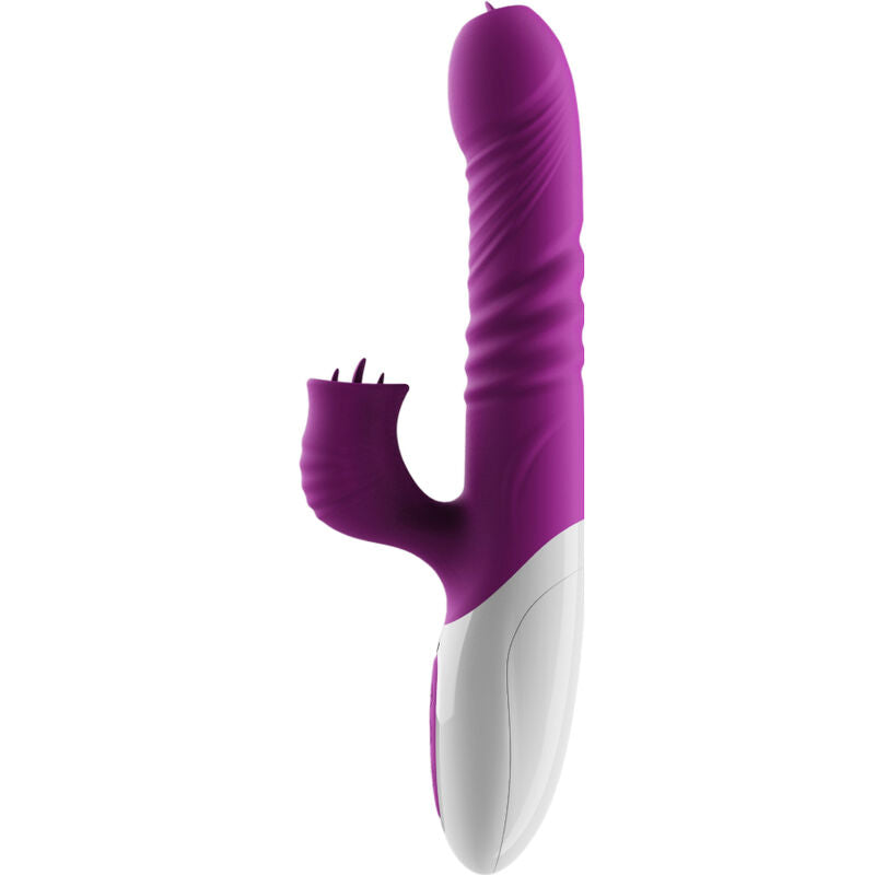 Double tongue vibrator with purple heat effect