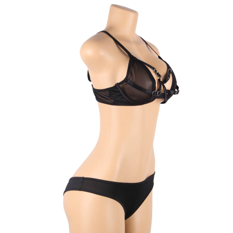 SUBLIME - TWO-PIECE SET OF SHEER BRA AND BANDS S/M