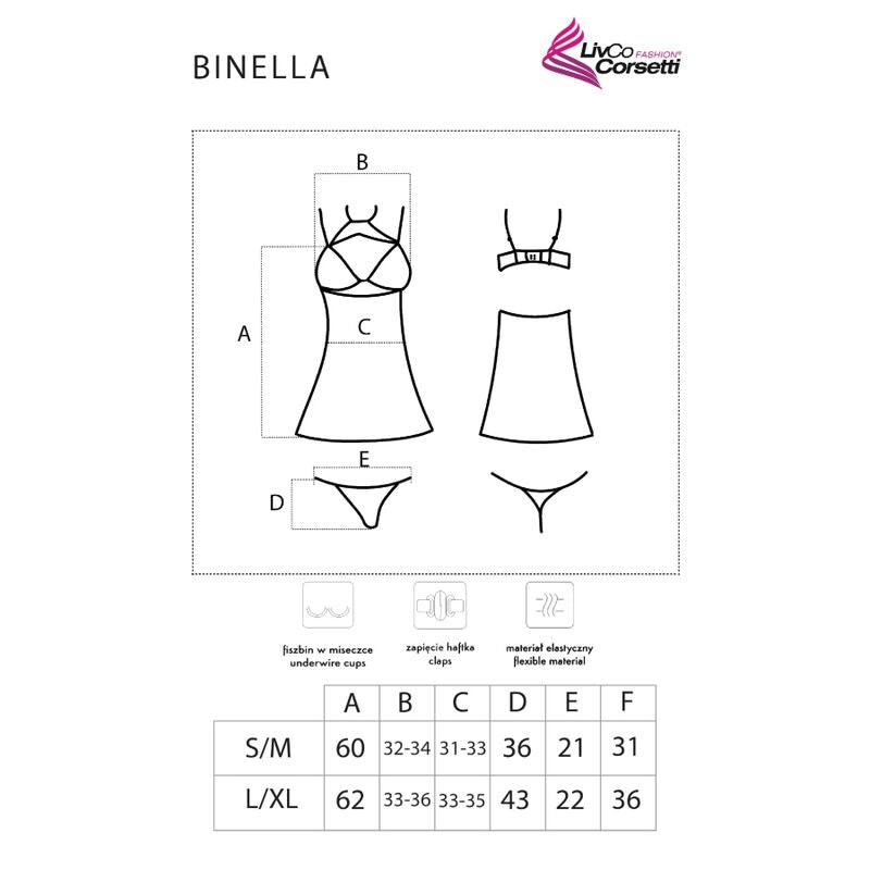 Binella set babydoll + black tanga