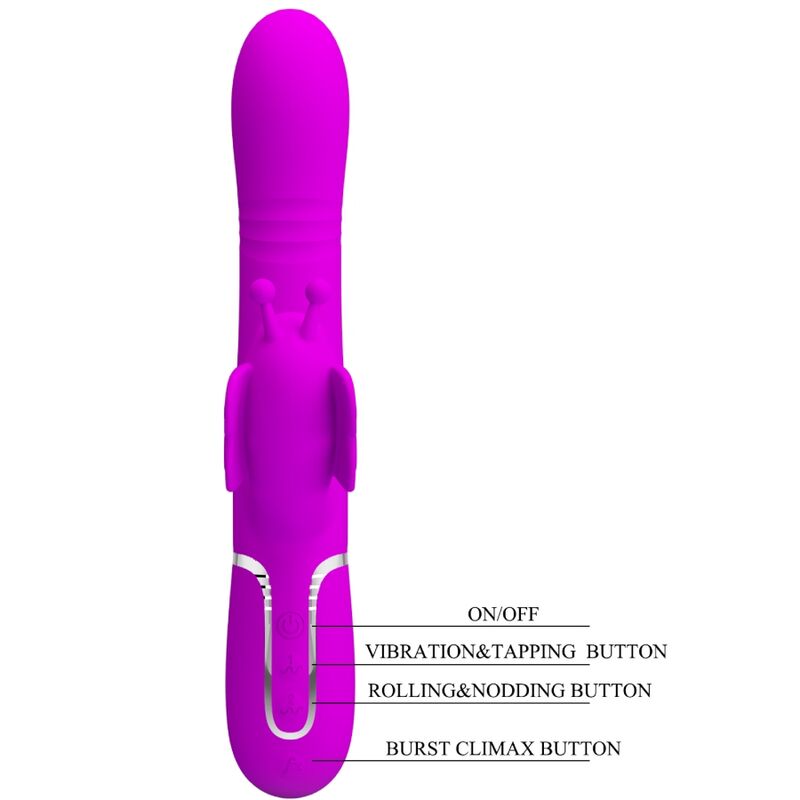 4-in-1 multifunctional rabbit vibrator with fuchsia butterfly