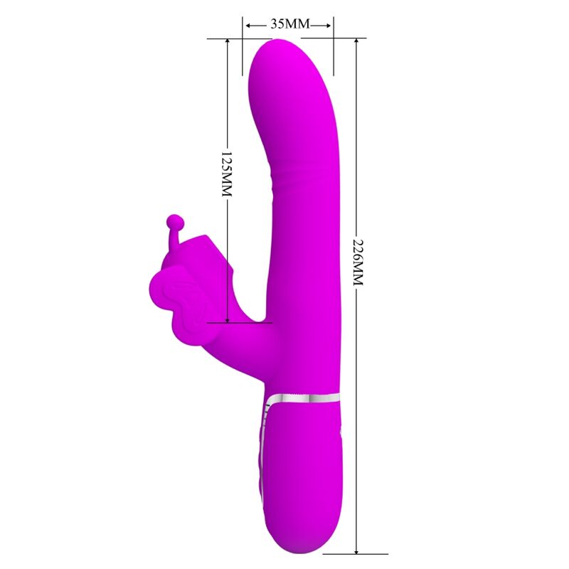 4-in-1 multifunctional rabbit vibrator with fuchsia butterfly