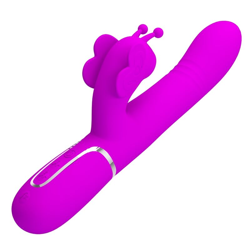 4-in-1 multifunctional rabbit vibrator with fuchsia butterfly
