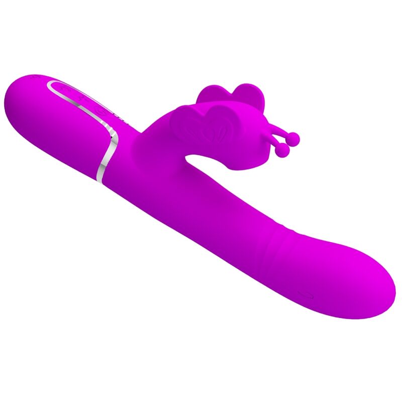 4-in-1 multifunctional rabbit vibrator with fuchsia butterfly