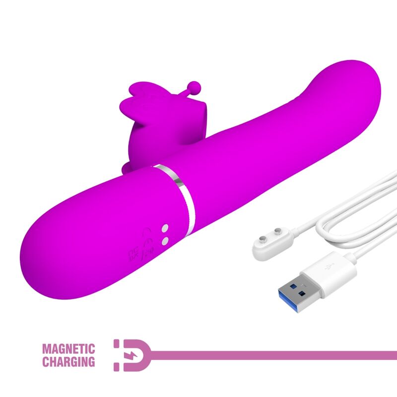 4-in-1 multifunctional rabbit vibrator with fuchsia butterfly
