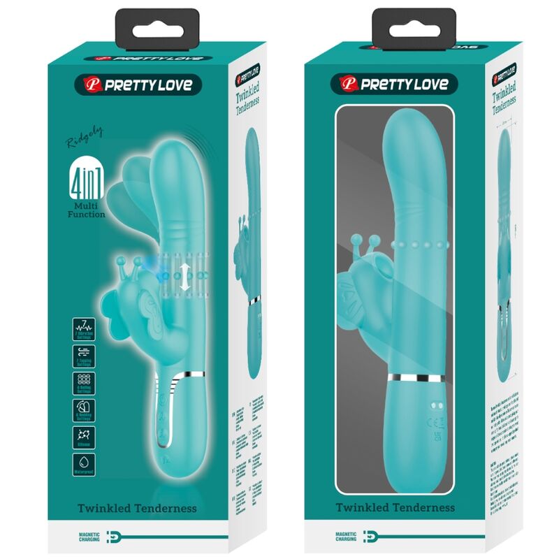 4-in-1 Multi-Function Rabbit Vibrator Butterfly Aqua Green