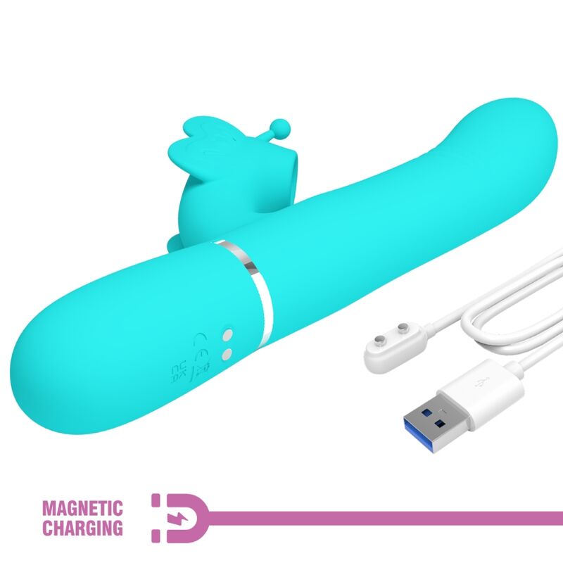 4-in-1 Multi-Function Rabbit Vibrator Butterfly Aqua Green