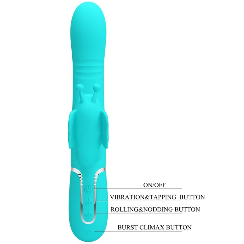 4-in-1 Multi-Function Rabbit Vibrator Butterfly Aqua Green