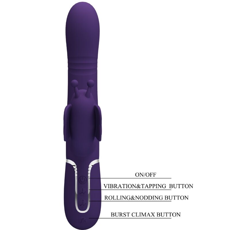 PRETTY LOVE - 4-IN-1 MULTIFUNCTIONAL RABBIT VIBRATOR, PURPLE BUTTERFLY