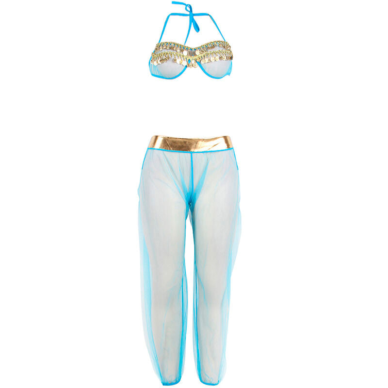 Ensemble Lingerie Style Indien Bleu Dentelle Détails Dorés - Subblime