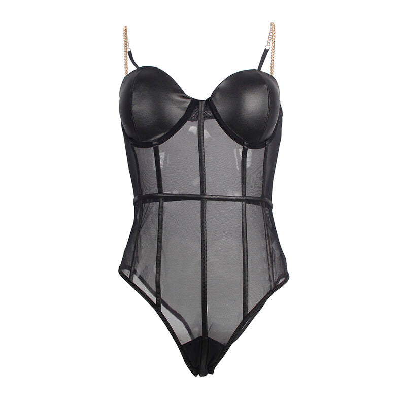 Body tiras cadena negro s/m