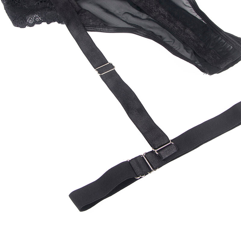 SUBBLIME - TEDDY WITH GARTER, CHEST DETAIL, BLACK, L/XL