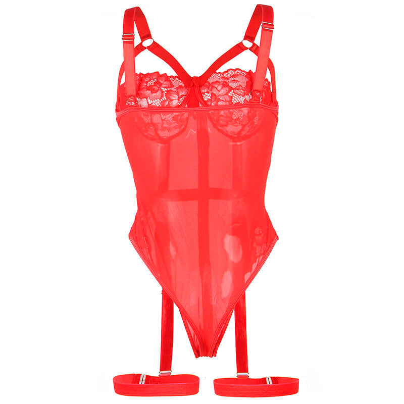 SUBBLIME - TEDDY WITH GARTER, RED CHEST DETAIL, L/XL