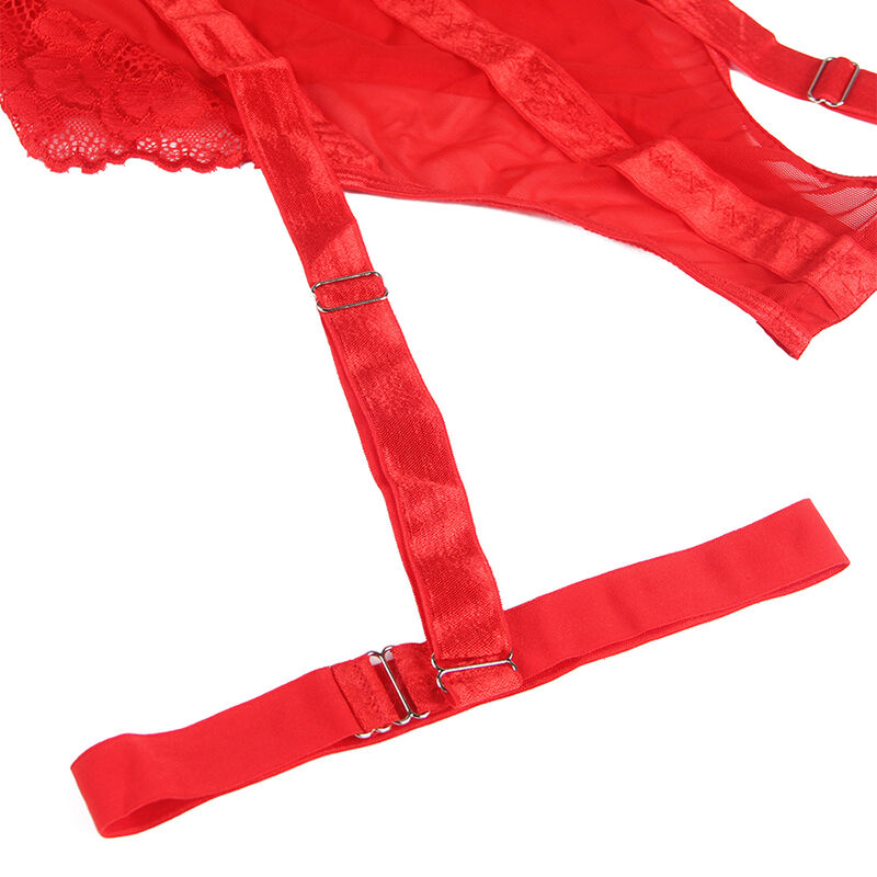 SUBBLIME - TEDDY WITH GARTER, RED CHEST DETAIL, L/XL