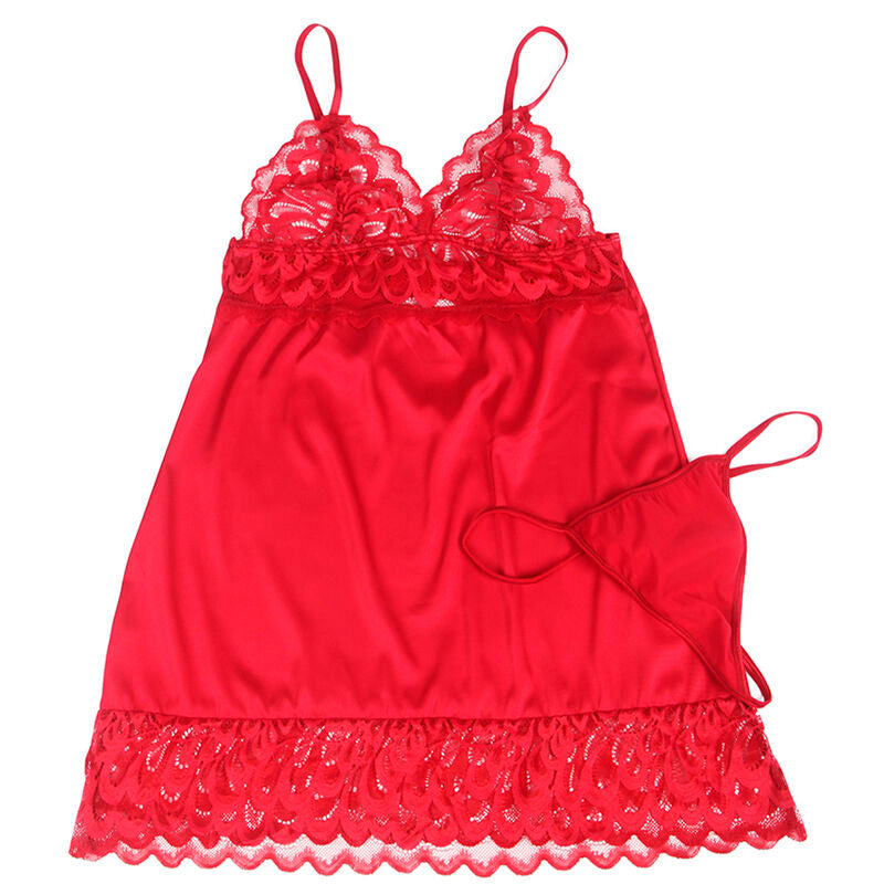 Babydoll satinado con encaje red s/m
