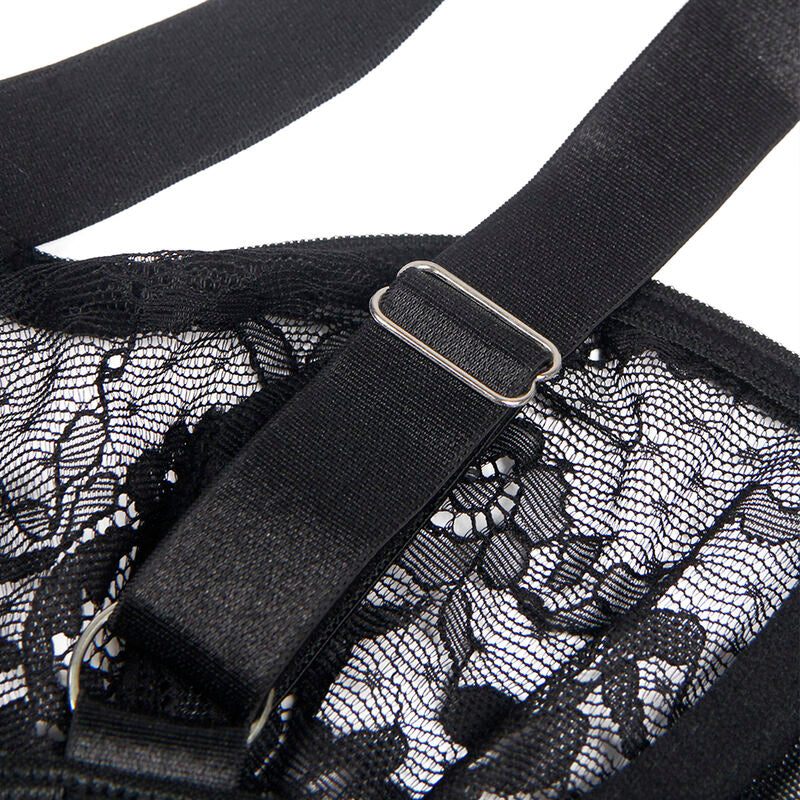 SUBBLIME - TEDDY BAG WITH GARTER, LACE DETAIL AND BLACK STRIPES, S/M
