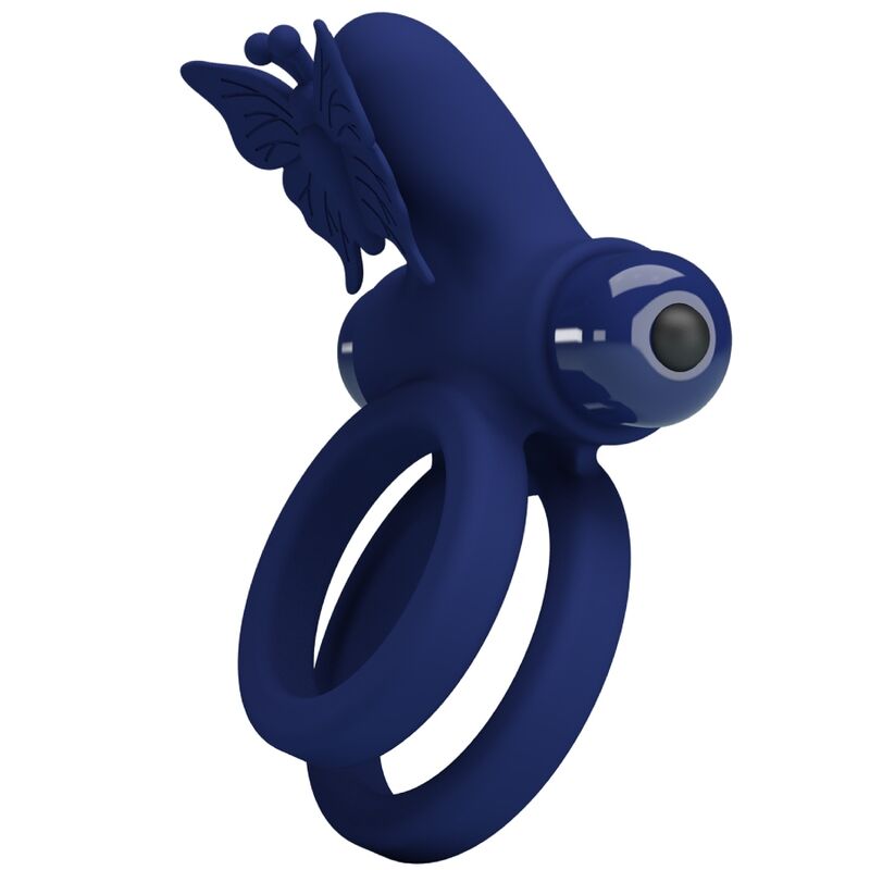Jamele Double Ring with Vibration &amp; Blue Butterfly Stimulator
