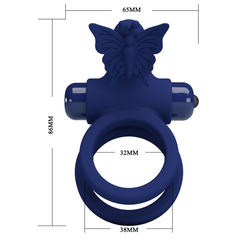Jamele Double Ring with Vibration &amp; Blue Butterfly Stimulator