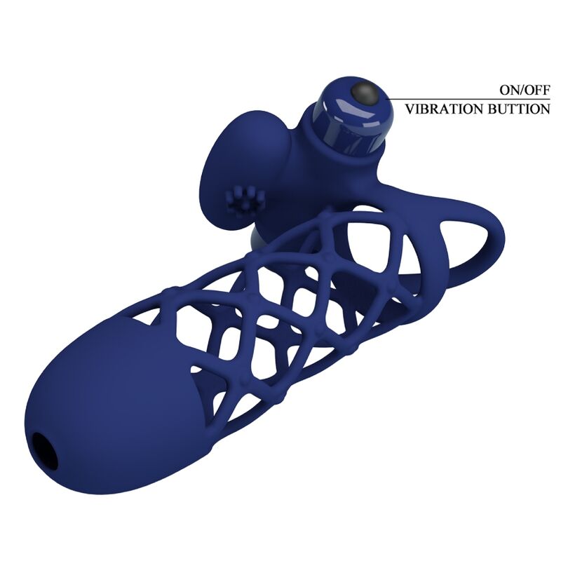 Giann vibrating ring with blue silicone sleeve