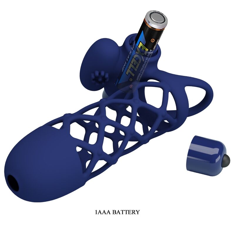 Giann vibrating ring with blue silicone sleeve