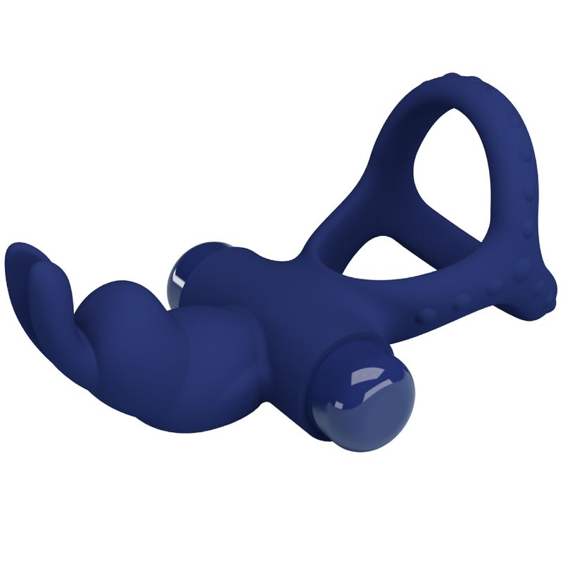 Luchito double vibrating rabbit ring blue