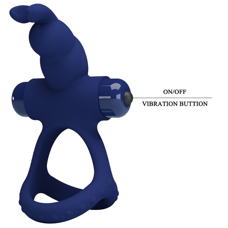 Luchito double vibrating rabbit ring blue