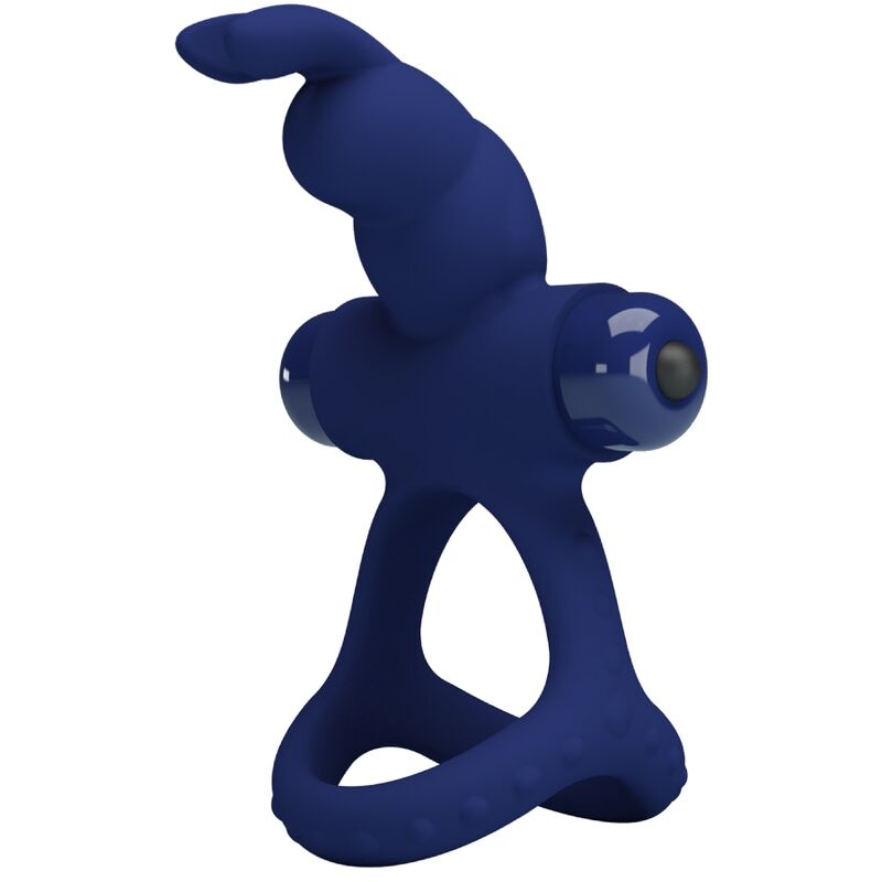 Luchito double vibrating rabbit ring blue