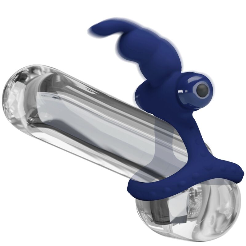 Luchito double vibrating rabbit ring blue