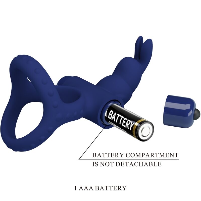Luchito double vibrating rabbit ring blue