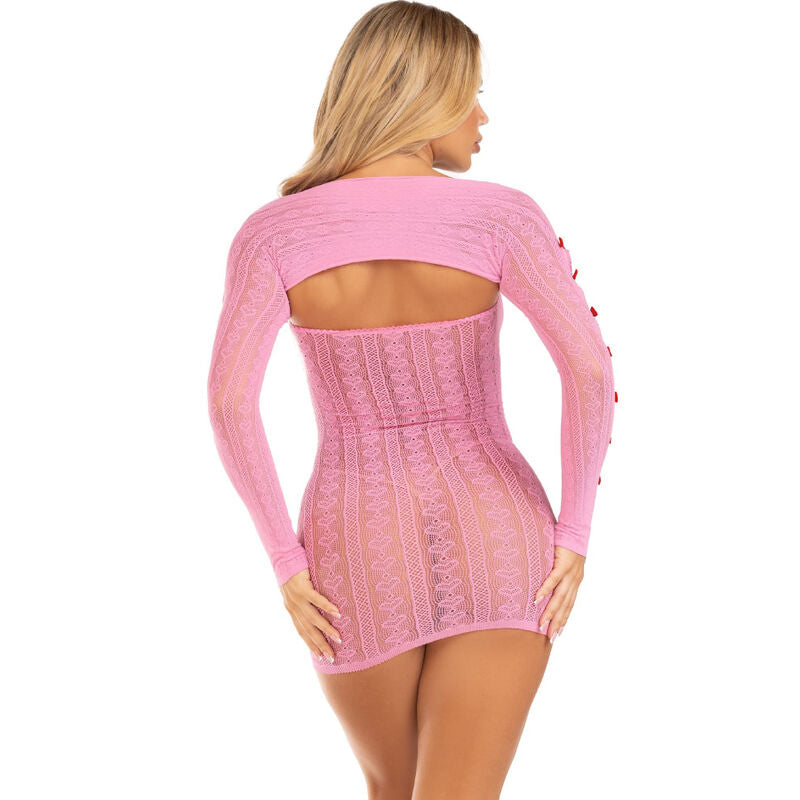 LEG AVENUE - PINK HEART &amp; BOW DRESS ONE SIZE