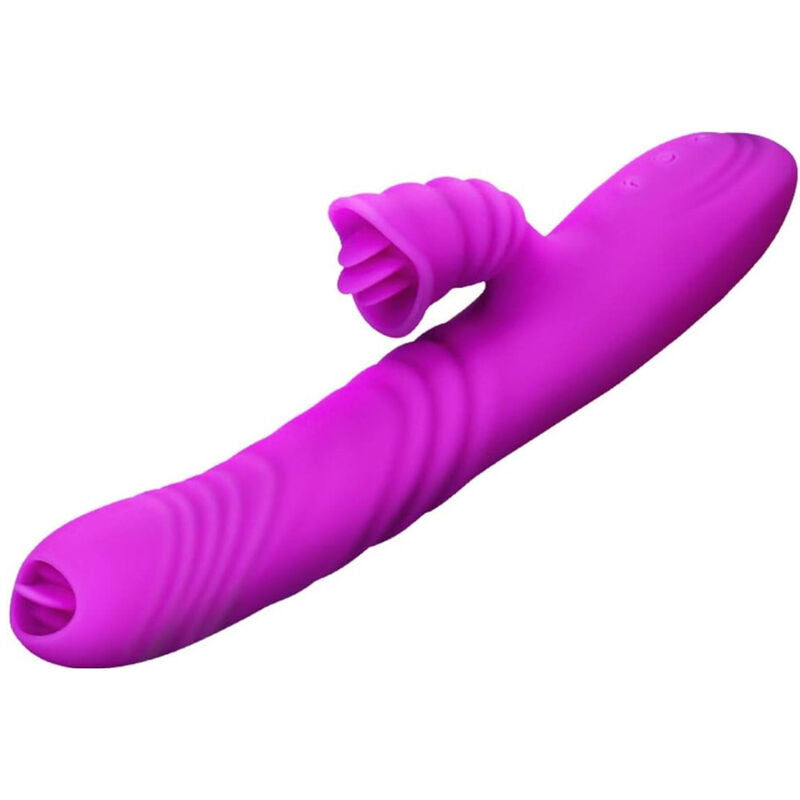 Angelia multifunction vibrator double tongue heat effect purple