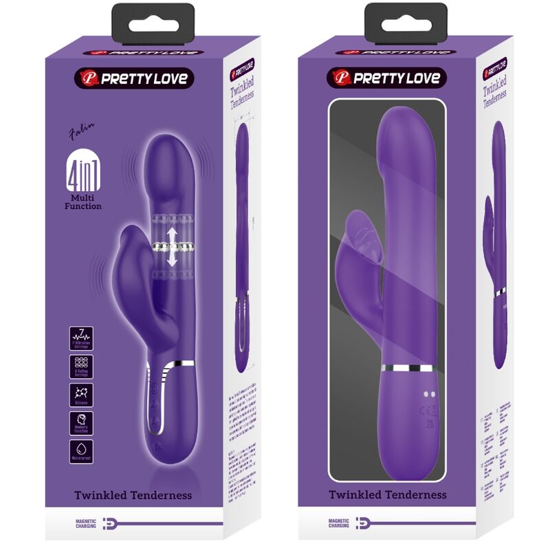 PRETTY LOVE - ZALIN BEADS 4-IN-1 RABBIT VIBRATOR PURPLE