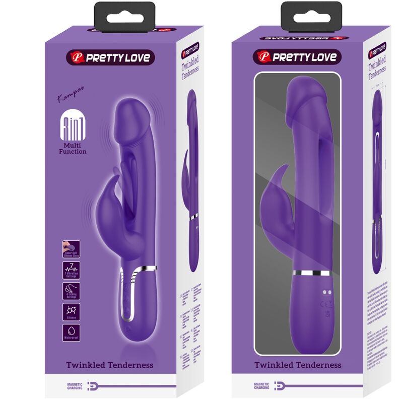 PRETTY LOVE - KAMPAS RABBIT 3-IN-1 MULTIFUNCTIONAL VIBRATOR WITH PURPLE TONGUE