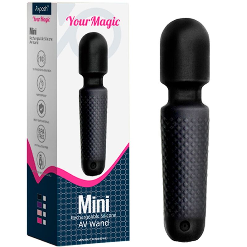 Your Magic Rechargeable Massager &amp; Vibrator 10 Vibrations Wand Dots Black