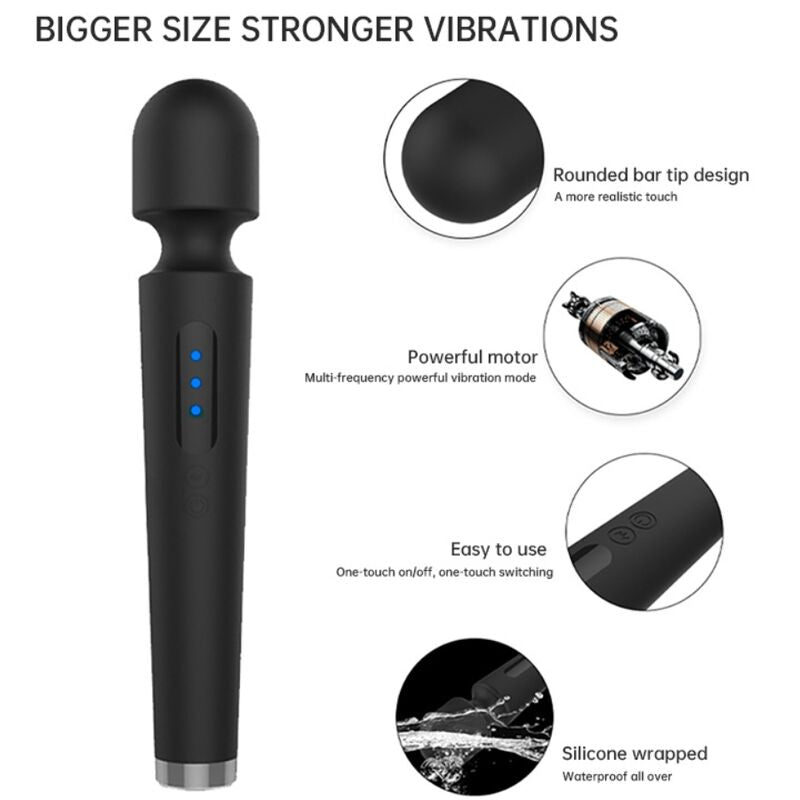 X power large massage &amp; vibrator 7 vibrations black