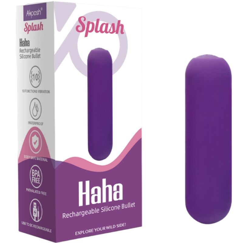 Splash haha silicone bullet vibrator 10 vibrations 75 x 19 cm purple