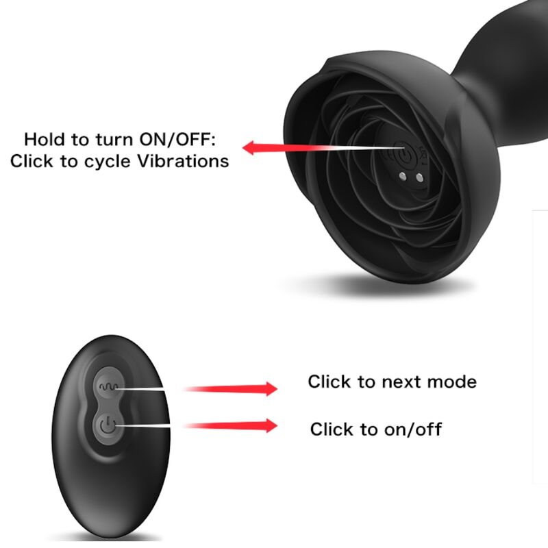 Extreme Bloom Pink Vibrator and Remote Control Anal Plug Black