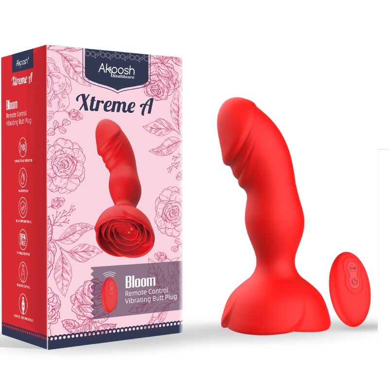 Extreme Bloom Pink Vibrator and Red Remote Control Anal Plug