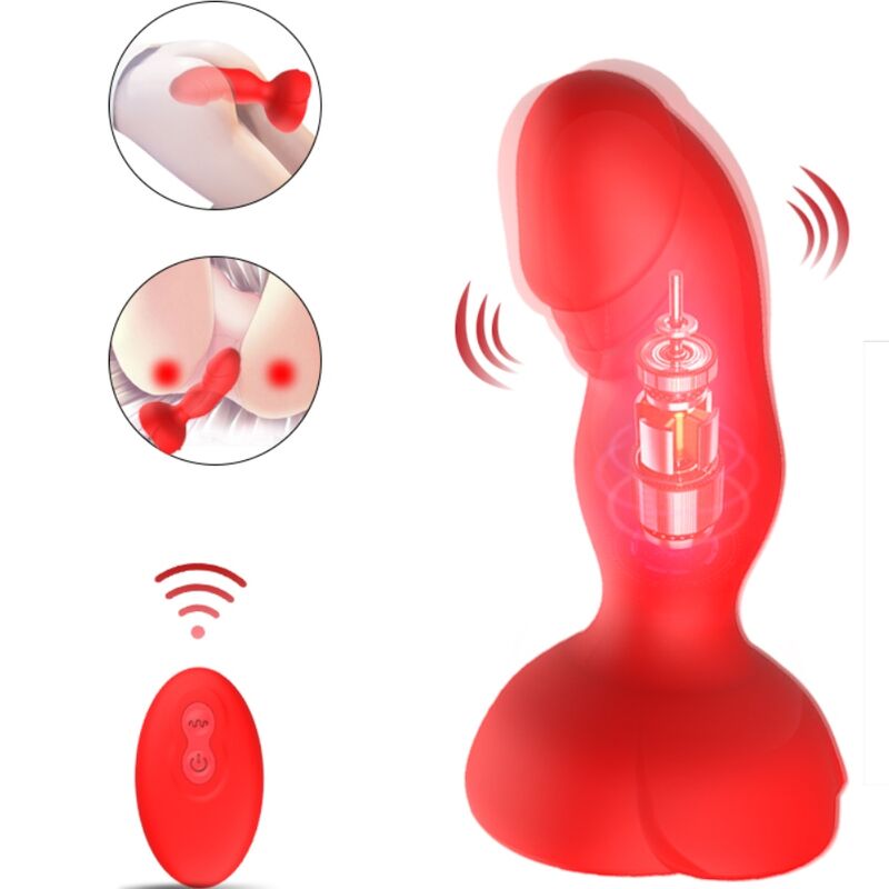 Extreme Bloom Pink Vibrator and Red Remote Control Anal Plug