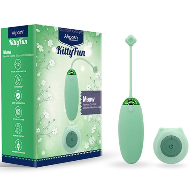 Kitty Fun Egg Vibrator Remote Control 10 Vibrations Green