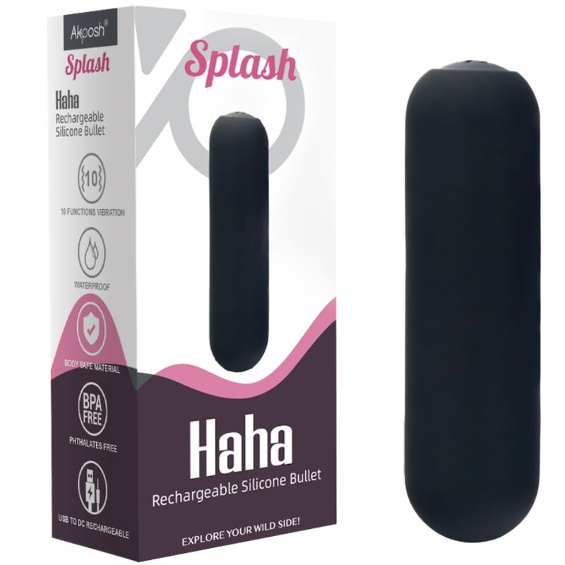 ARMONY - SPLASH HAHA SILICONE BULLET VIBRATOR 10 VIBRATIONS 75 X 19 CM BLACK