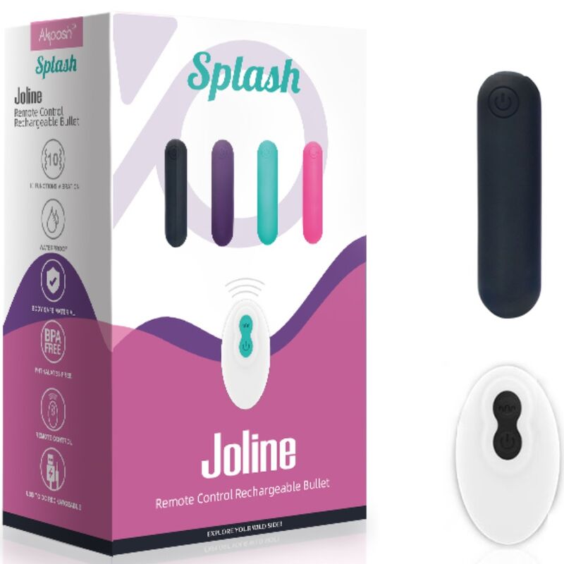 Splash joliene bullet vibrator remote control silicone 10 vibrations 65 x 15 cm black