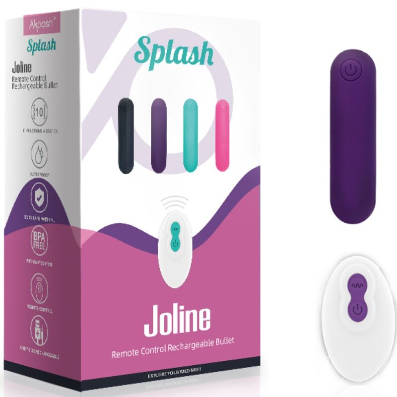 Splash joliene bullet vibrator remote control silicone 10 vibrations 6.5 x 1.5 cm purple