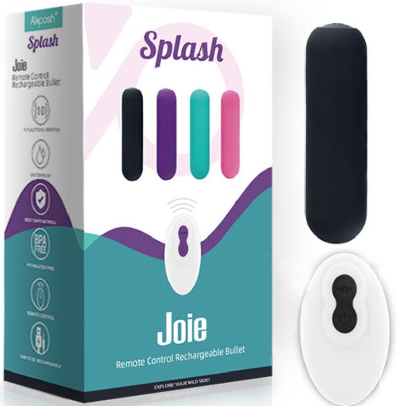 Splash joie vibrator bullet remote control silicone 10 vibrations 75 x 19 cm black