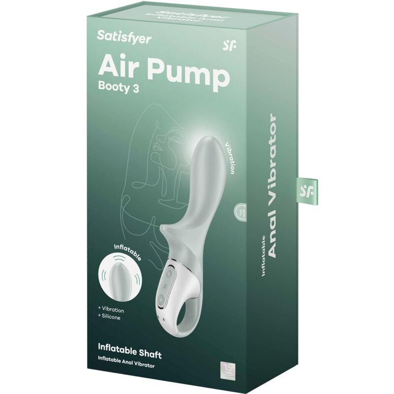 Air pump booty 3 inflatable anal vibrator gray green