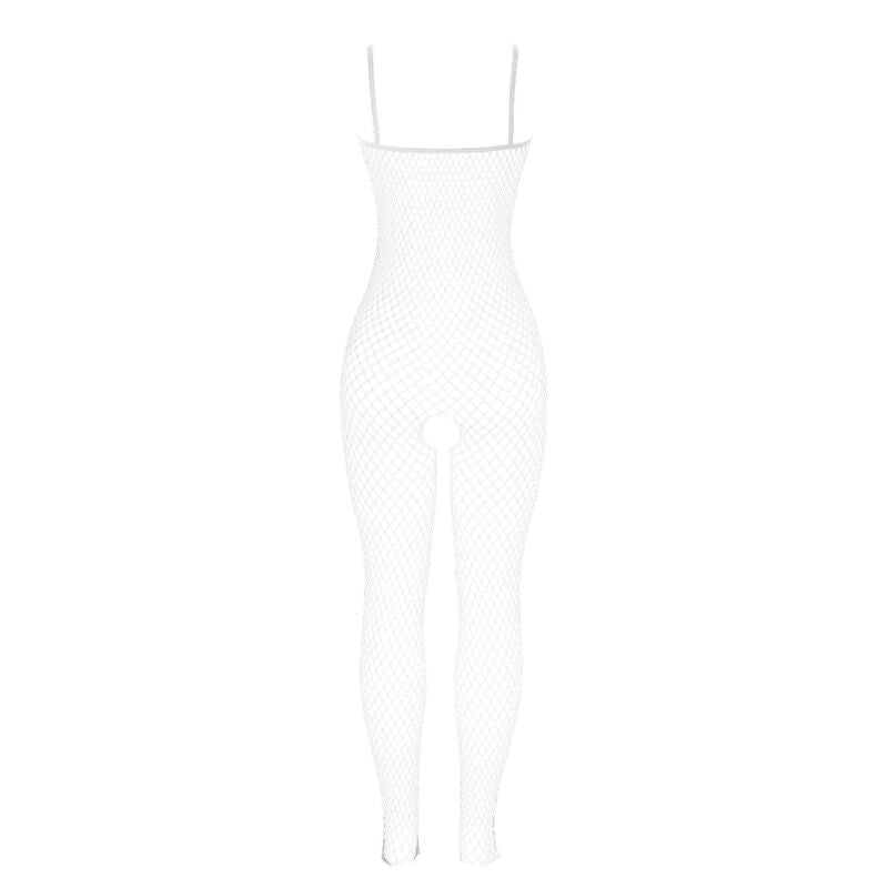 SUBBLIME - 951740 WHITE MESH BODYSTOCKING WITH KNOTS IN CROUCH, ONE SIZE