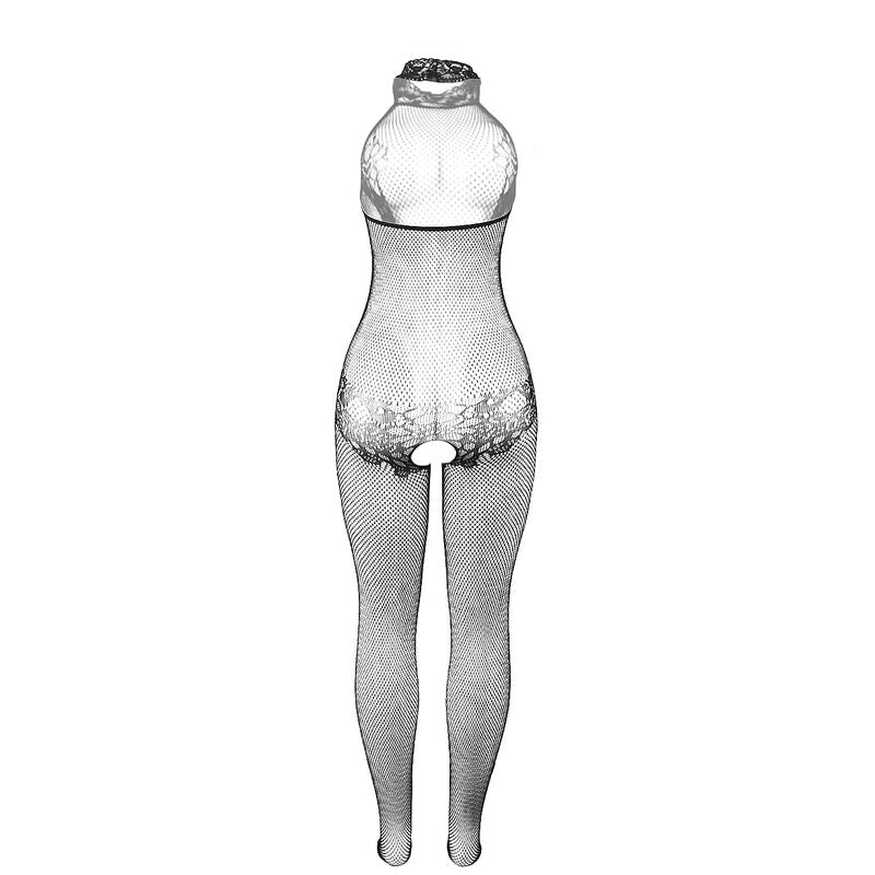 SUBBLIME - 951801 MESH AND LACE BODYSTOCKING WITHOUT COVER, HIGH NECK, BLACK, ONE SIZE