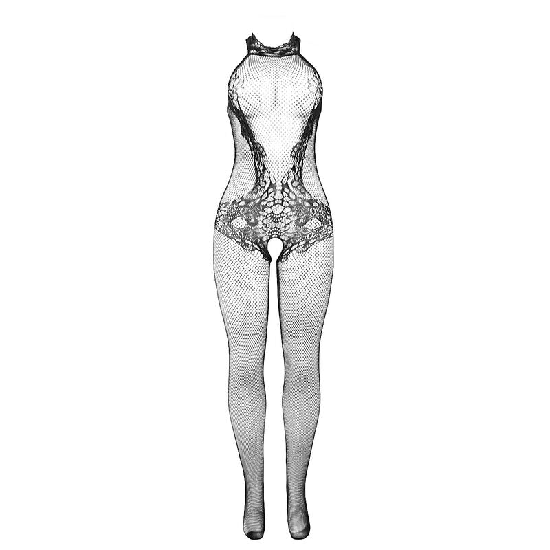 SUBBLIME - 951801 MESH AND LACE BODYSTOCKING WITHOUT COVER, HIGH NECK, BLACK, ONE SIZE
