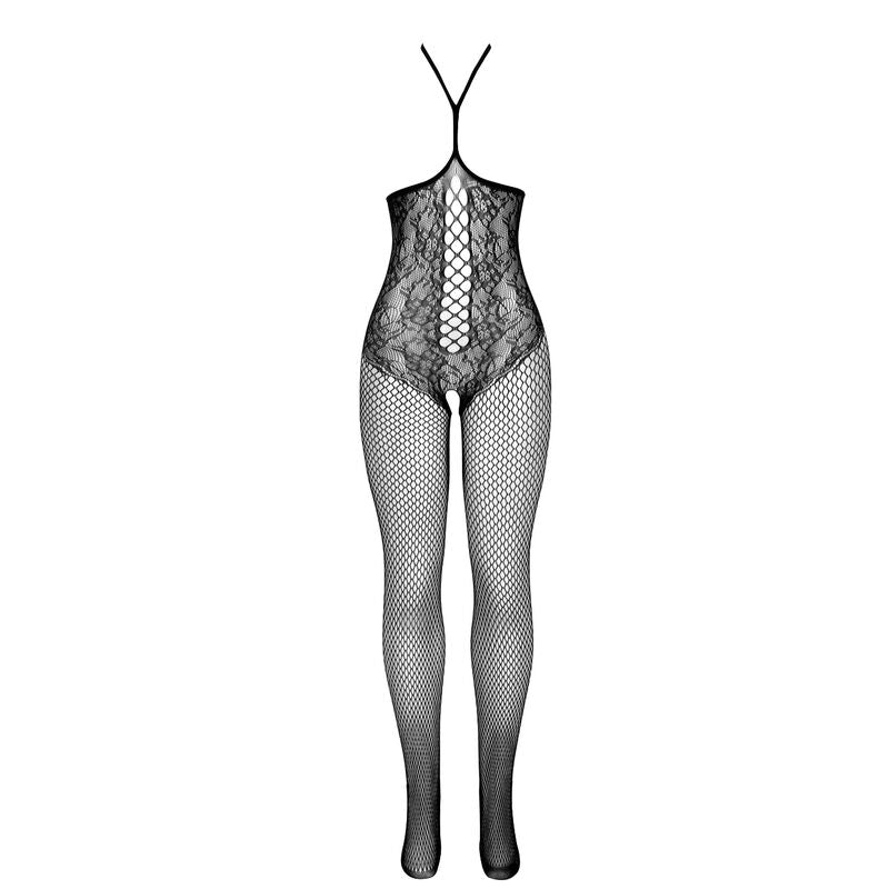 951849 open fishnet bodystocking with black halter neck one size