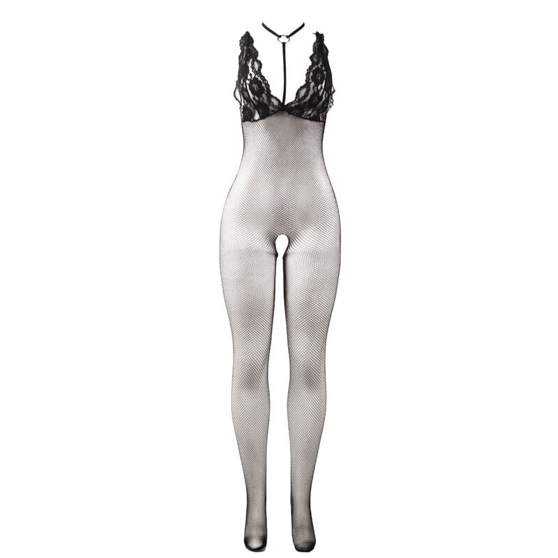 951993 black transparent fishnet bodystocking without fur one size