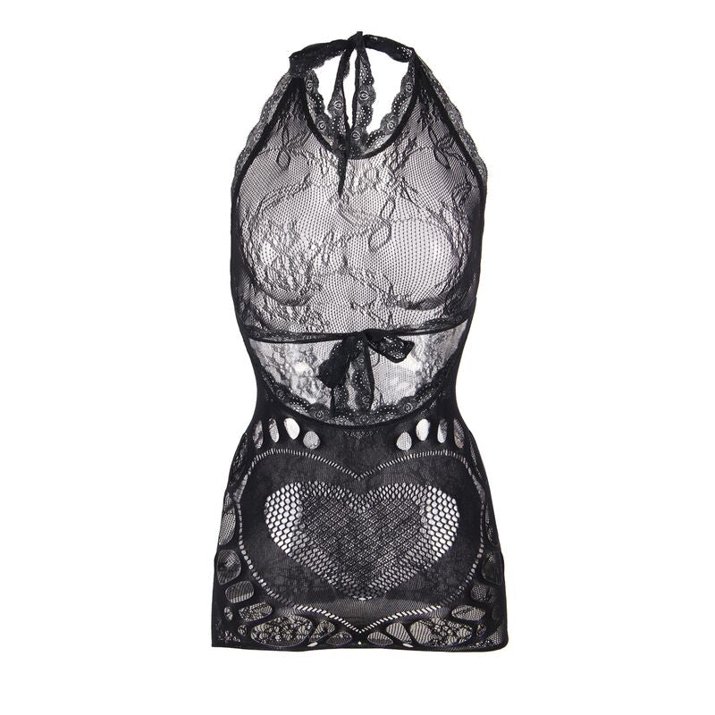 SUBBLIME - 952075 SHORT MESH DRESS WITH BACK DETAIL AND BLACK HEART ONE SIZE